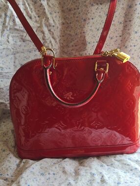 Perfect Condition! Never Used! Louis Vuitton Red Verni Medium Alma